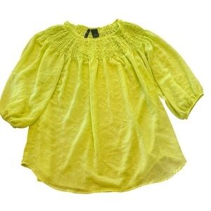 New Directions 3/4 Sleeve Tunic Top - Womens Size Medium - Chartreuse Color